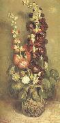Vincent Van Gogh Vase wtih Hollyhocks (nn04) USA oil painting reproduction